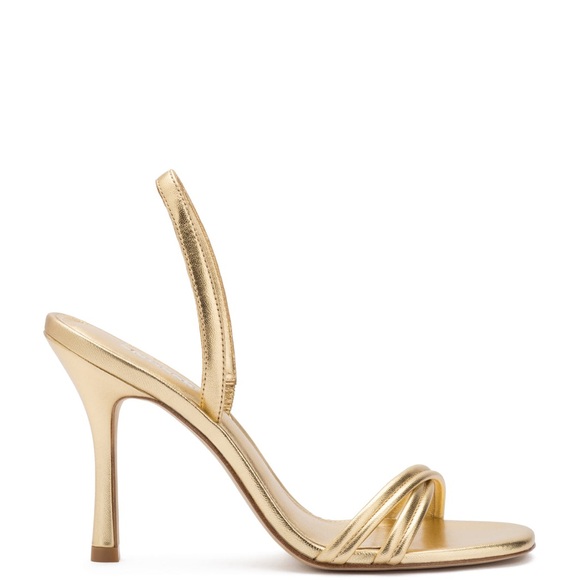 Larroudé Annie Sandal In Gold Metallic Leather, Size US 6.5 - Picture 3 of 12